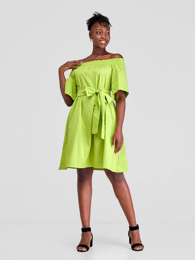Safari by Vivo Zene Off Shoulder Dress - Lime