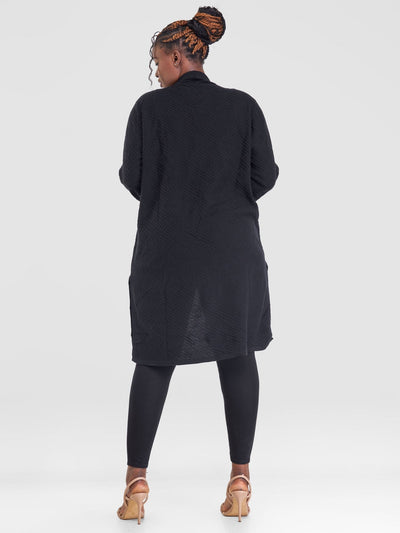 Vivo Side Slit Midi Waterfall - Black - Shopzetu