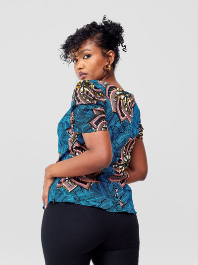 Vivo Zaria Pleated Sleeve Top - Tawi - Shopzetu