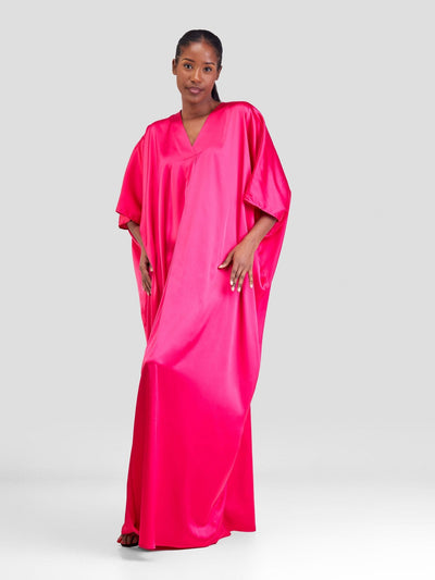 Vivo Sarabi Panelled V - Neck Kaftan - Hot Pink - Shopzetu