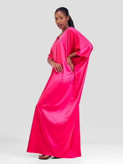 Vivo Sarabi Panelled V - Neck Kaftan - Hot Pink - Shopzetu