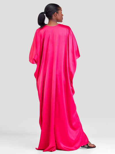 Vivo Sarabi Panelled V - Neck Kaftan - Hot Pink - Shopzetu