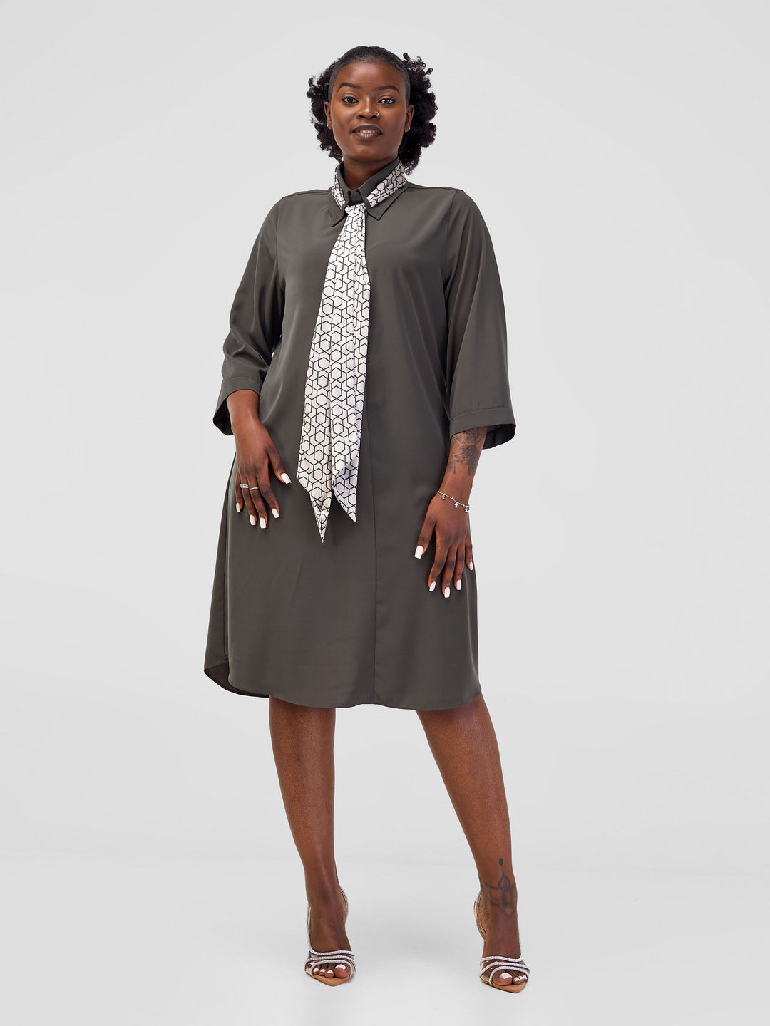 Vivo Nala Shirt Dress - Olive - Shopzetu