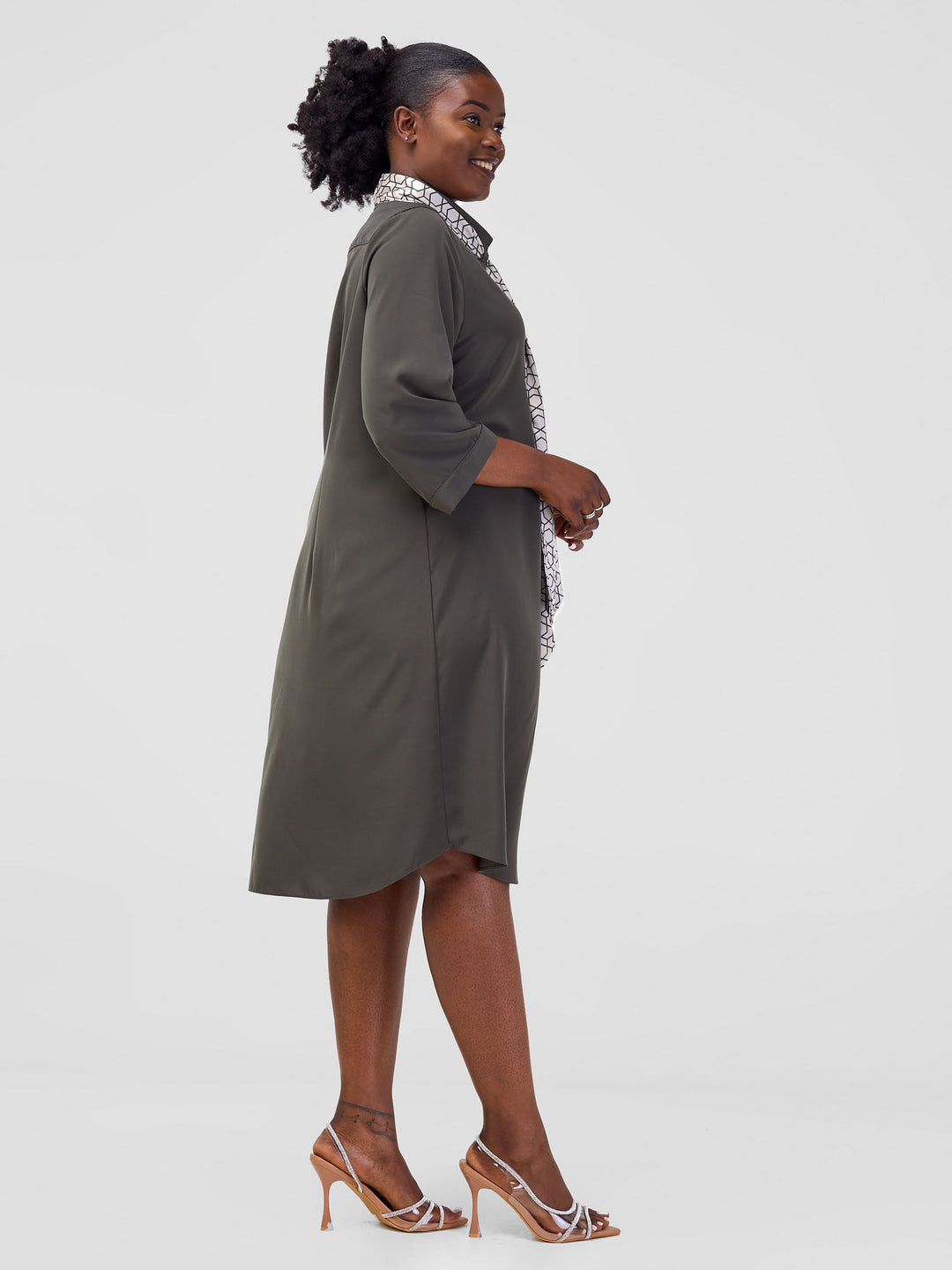 Vivo Nala Shirt Dress - Olive - Shopzetu