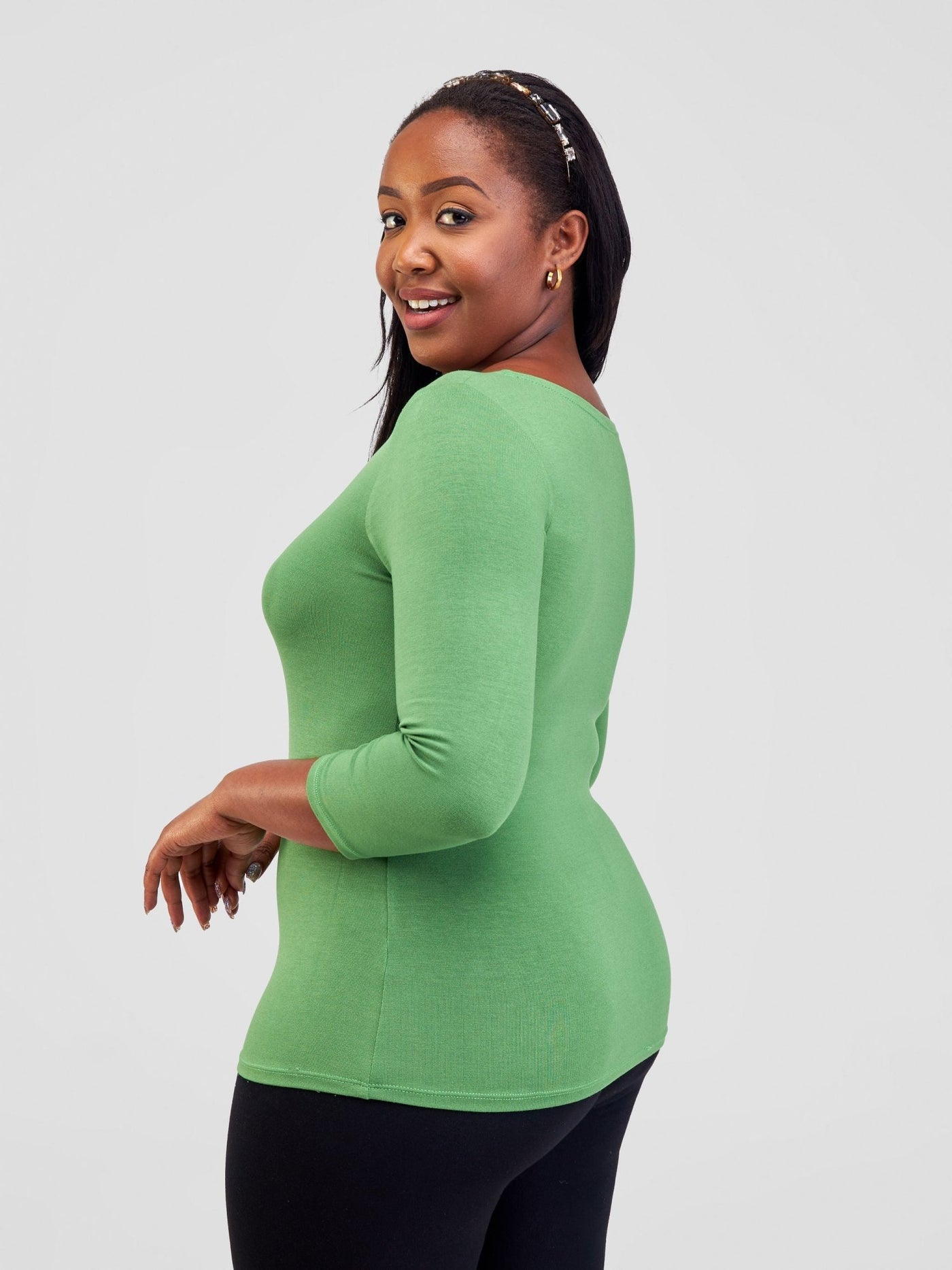 Vivo Basic 3/4 Sleeve Top - Green - Shopzetu