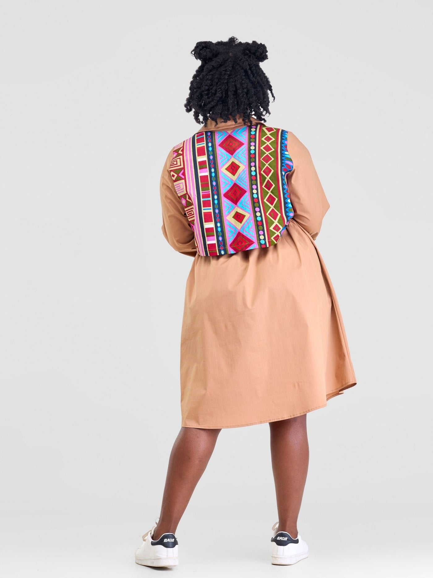 Safari Lira Drawstring Knee Length Dress - Taupe - Shopzetu