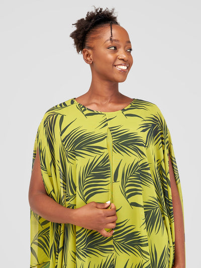 Vivo Alika Layered Dress - Green / Navy Blue Siri Print - Shopzetu