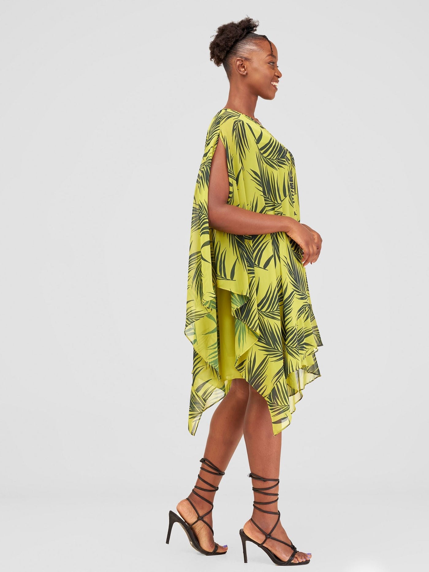 Vivo Alika Layered Dress - Green / Navy Blue Siri Print - Shopzetu