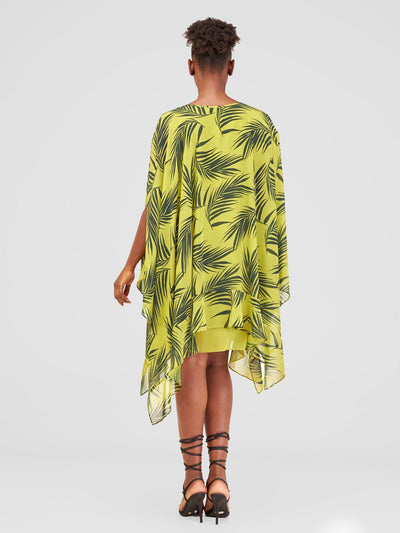 Vivo Alika Layered Dress - Green / Navy Blue Siri Print - Shopzetu