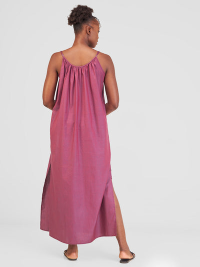 Safari by Vivo Haya Strappy Tie Back Maxi Dress - Dark Maroon Koi Print