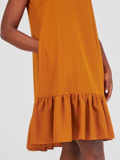 Vivo Dalia Sleeveless Gathered Tent Dress - Mustard