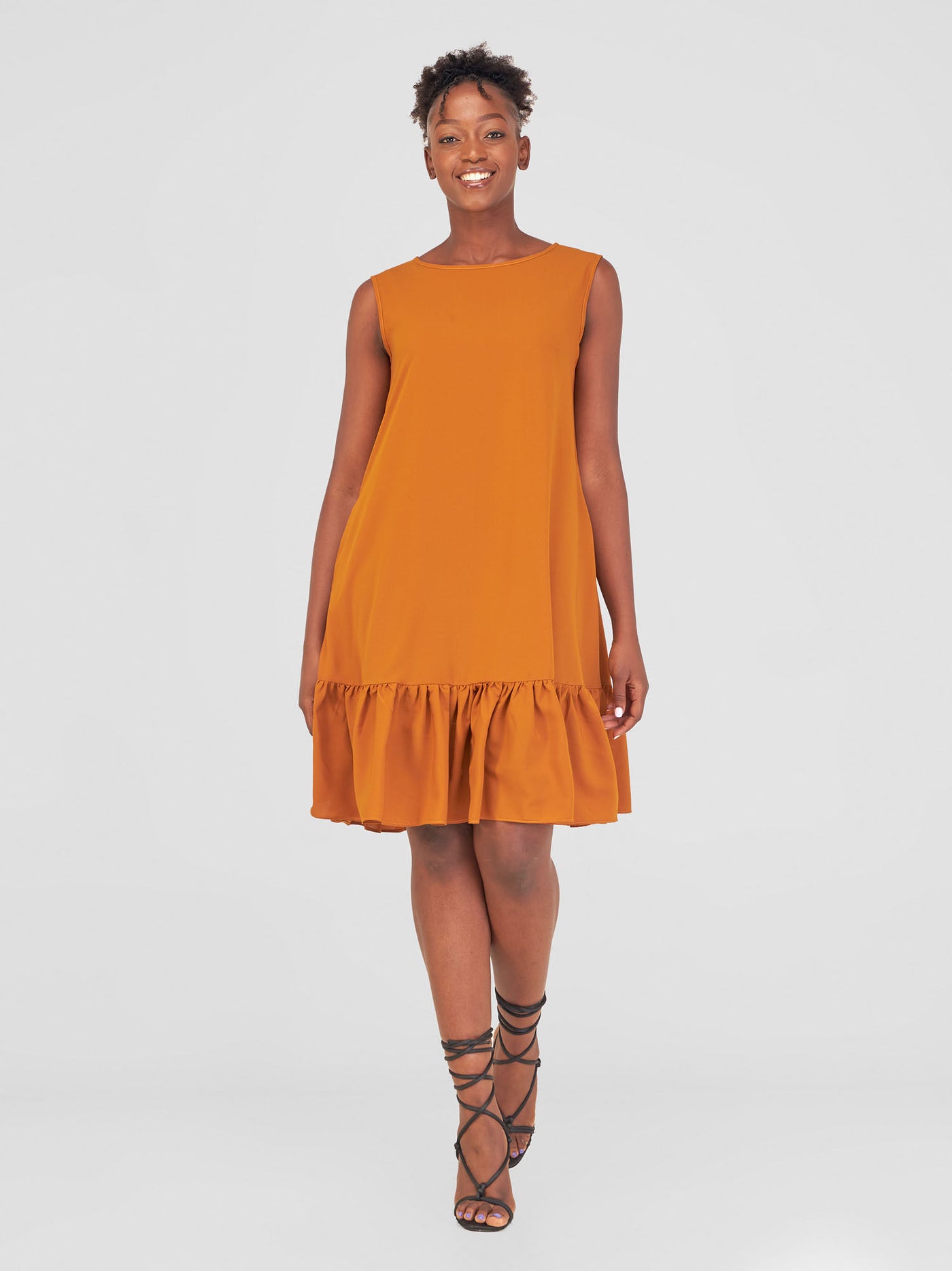 Vivo Dalia Sleeveless Gathered Tent Dress - Mustard
