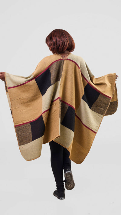 Afrodame Light Poncho - Brown / Beige