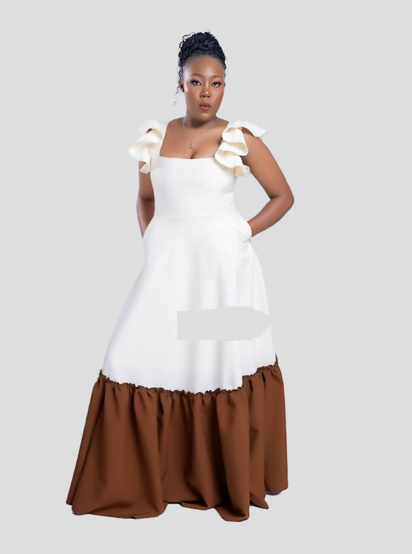 Vintlyne Maya Sunny Dress - Cream/ Brown
