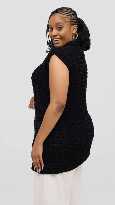 Timyt Urban Wear Urban Curvy Plus Size Yarn Sleveeless Crocheted - Black