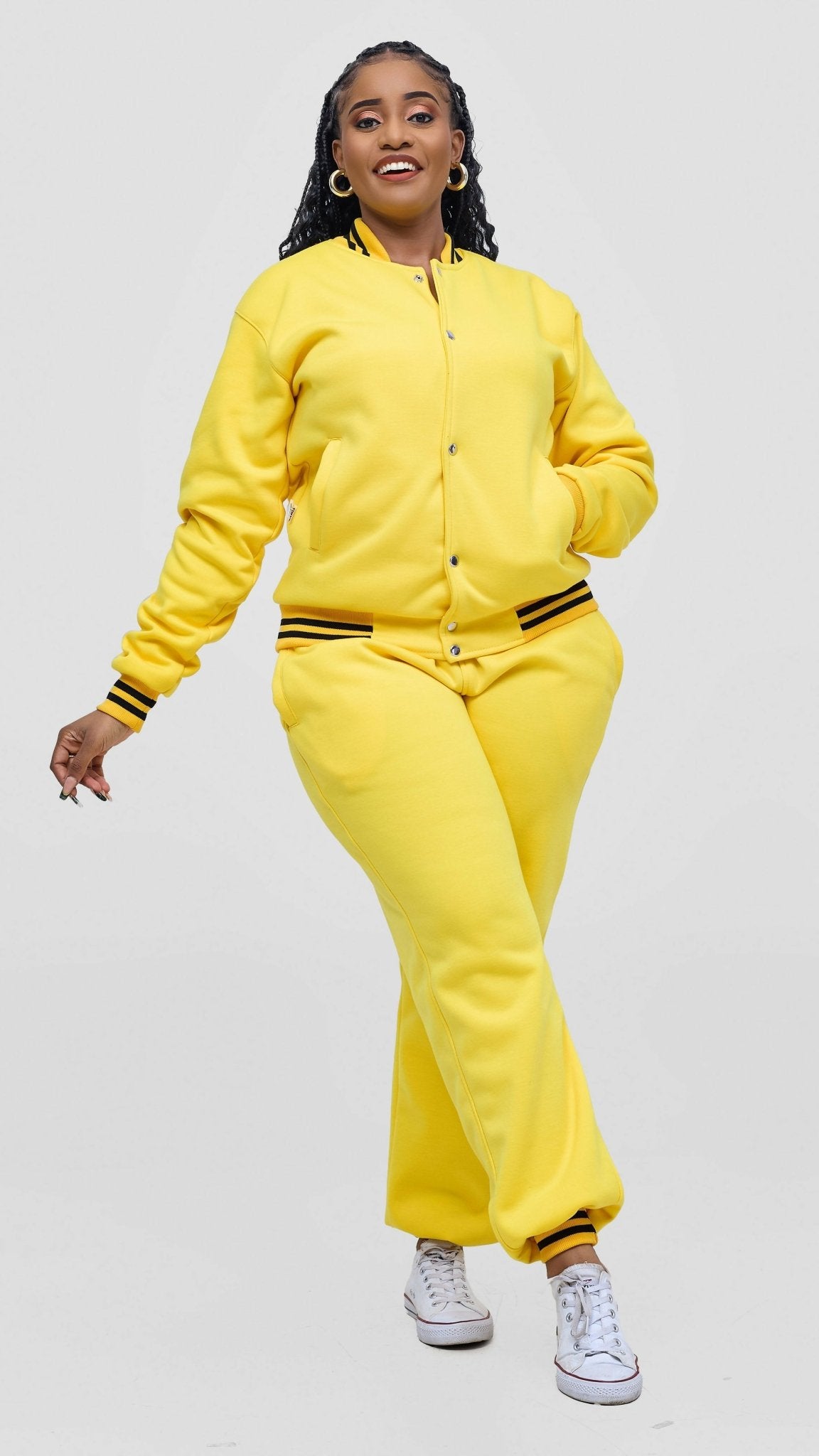 Timyt Urban Wear Joy Double Layered Set Hoodie & Pant - Yellow - Shopzetu