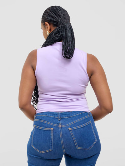 Anel's Knitwear Sleeveless Turtle Neck Top - Lilac - Shopzetu