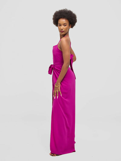 Elsie Glamour Amara Wrap Jumpsuit - Fuchsia - Shopzetu