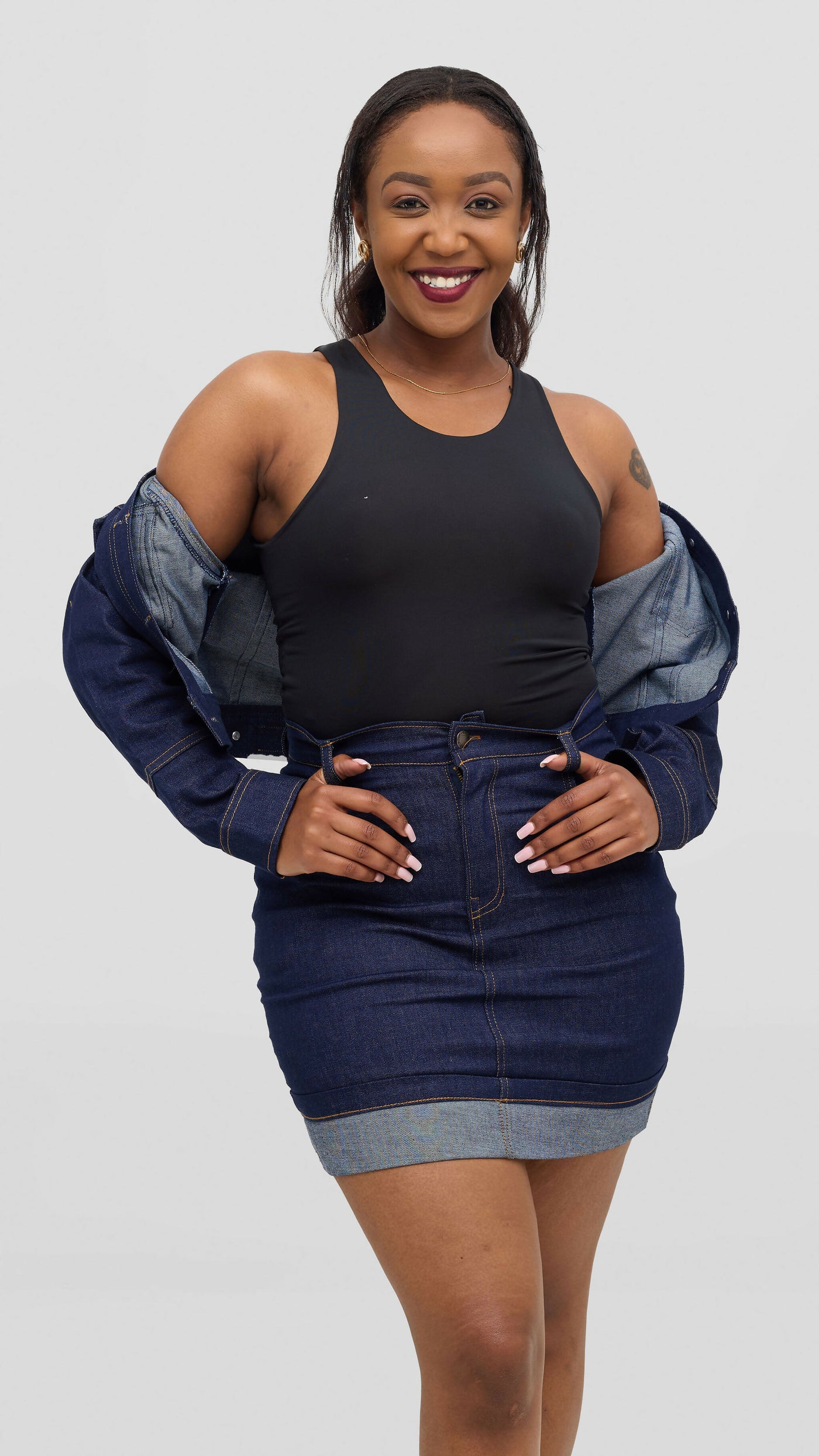Kinini Creations Denim Mini Skirt - Navy Blue