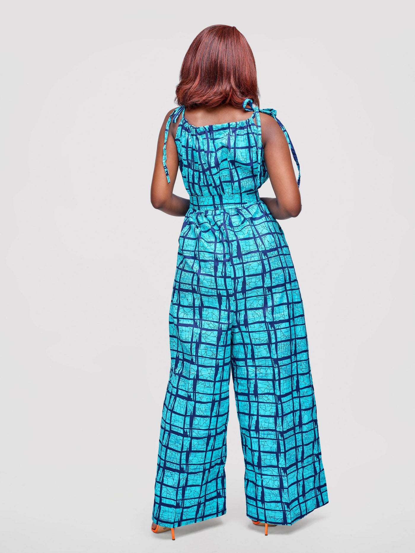 Tuli Zenani Ankara Jumpsuit - Light Blue / Black