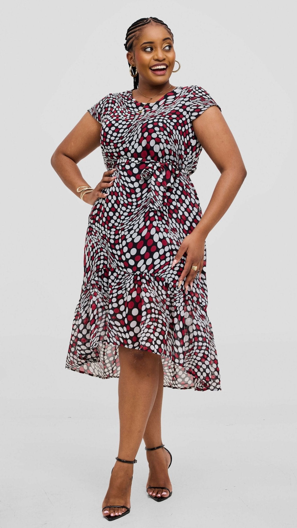 Lizola Lacey Shift Dress - Red / White / Black - Shopzetu