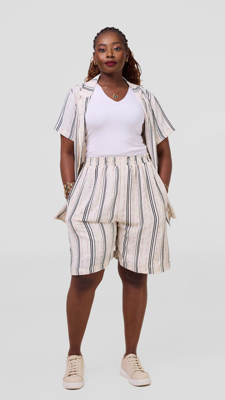 Tuwe Bora Tulia Short Set - Grey Print