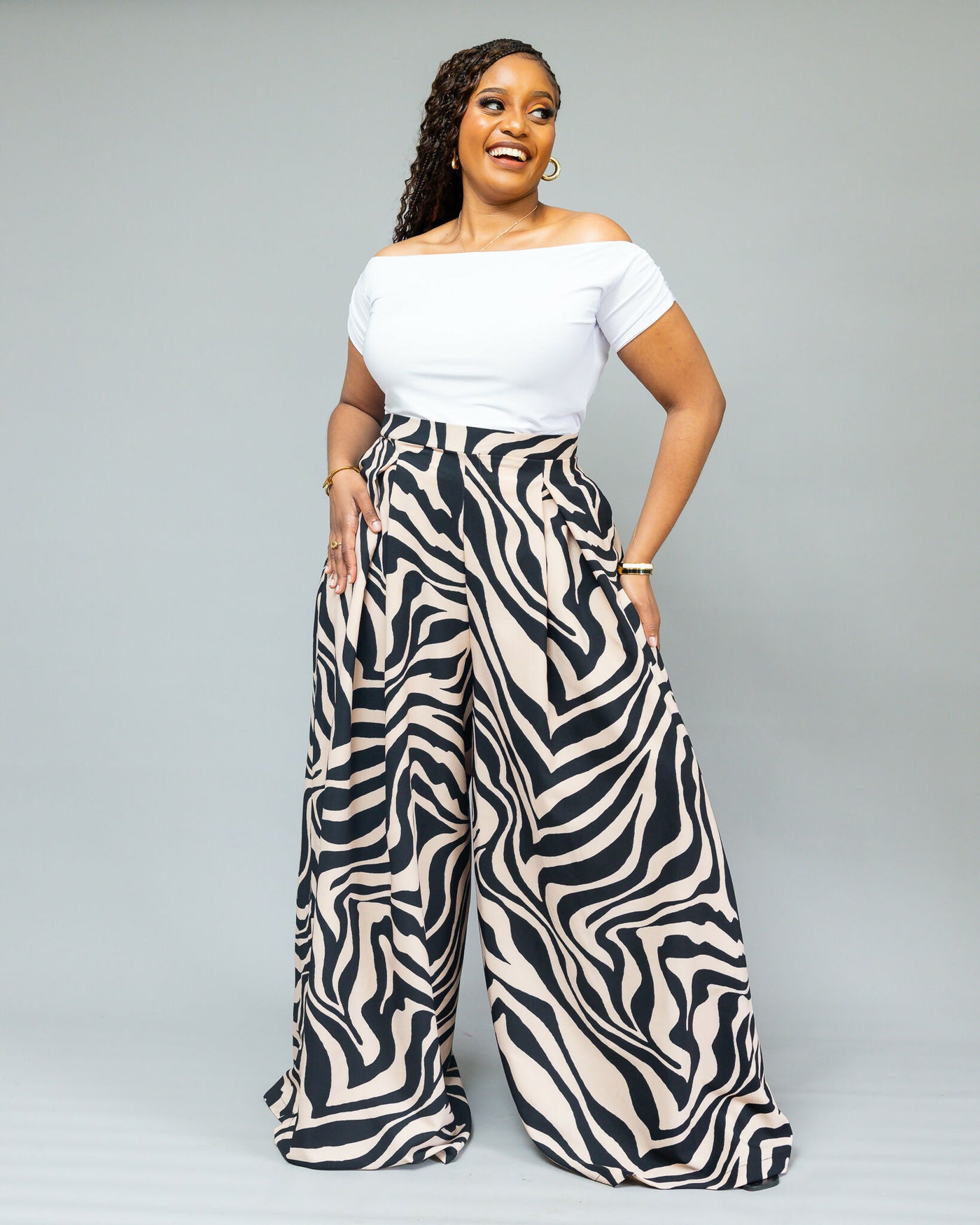 African Yuva Zola Palazzo Pant - Black / White