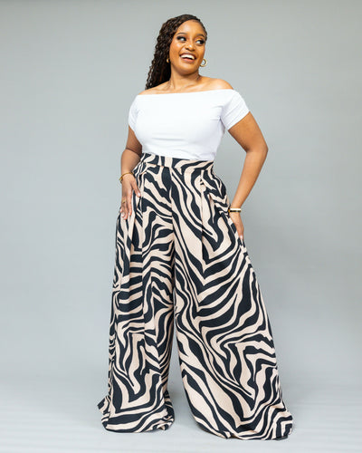 African Yuva Zola Palazzo Pant - Black / White