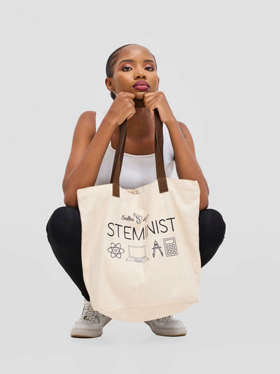Sulha Afrika Steminist Tote Bag - Cream White - Shopzetu