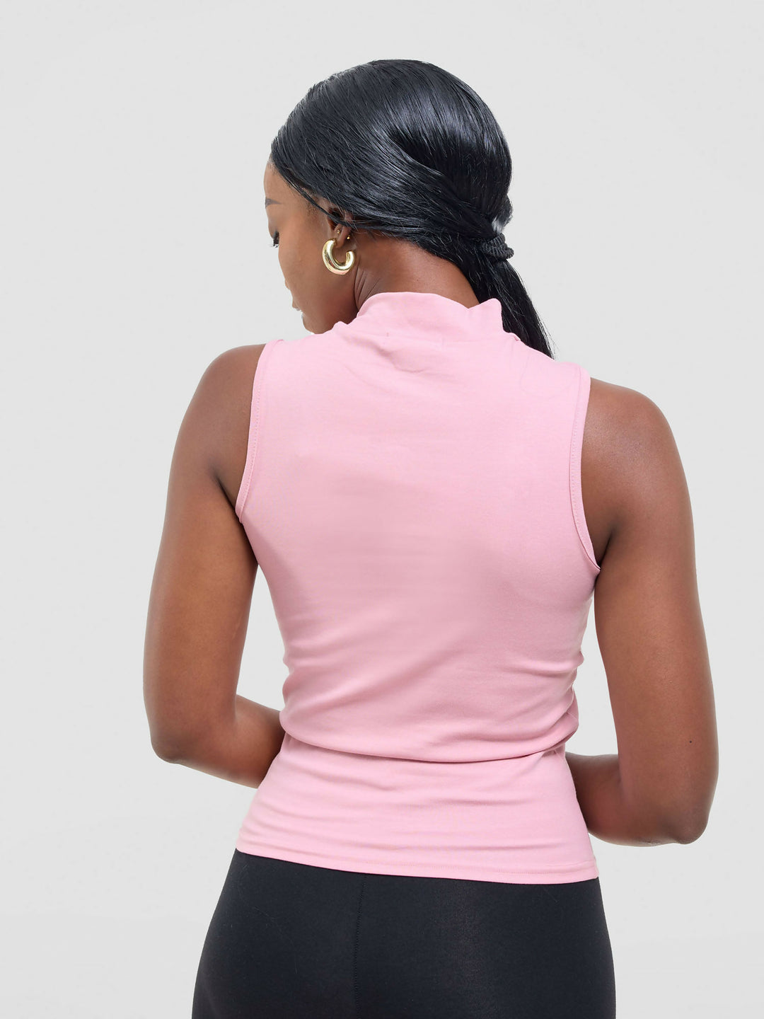 Anel's Knitwear Sleeveless Turtle Neck Top - Pink - Shopzetu