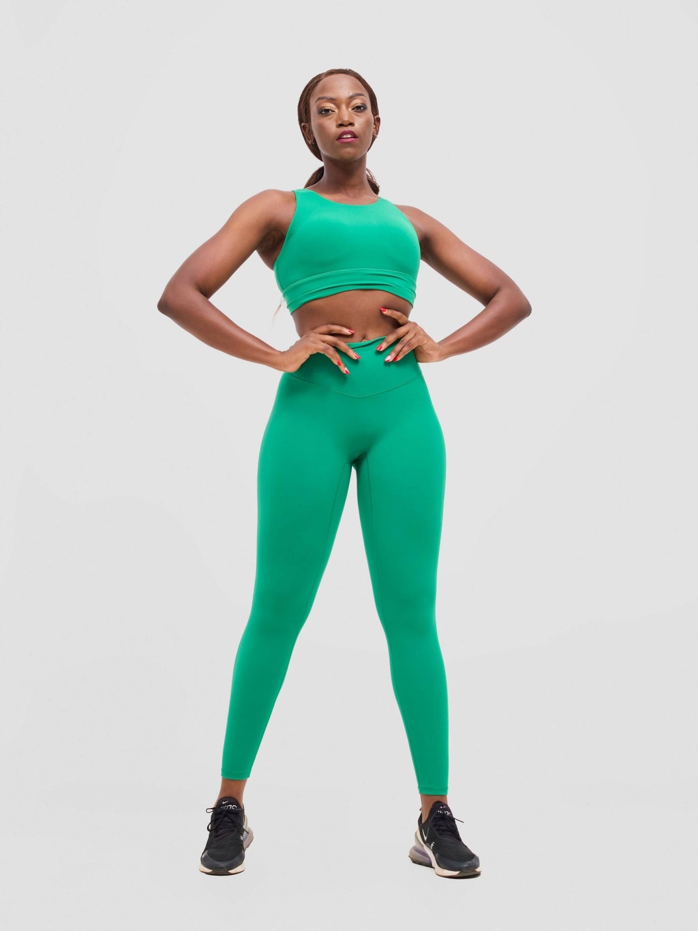 Flen Store High Impact Sports Bra & Leggings Set - Vintage Green - Shopzetu