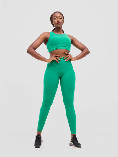 Flen Store High Impact Sports Bra & Leggings Set - Vintage Green - Shopzetu