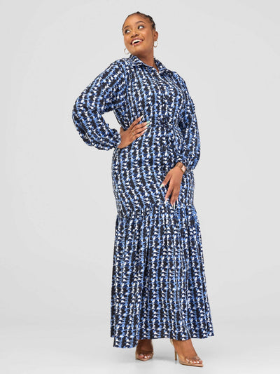 Phyls Collections Atieno Dress - Blue Print - Shopzetu
