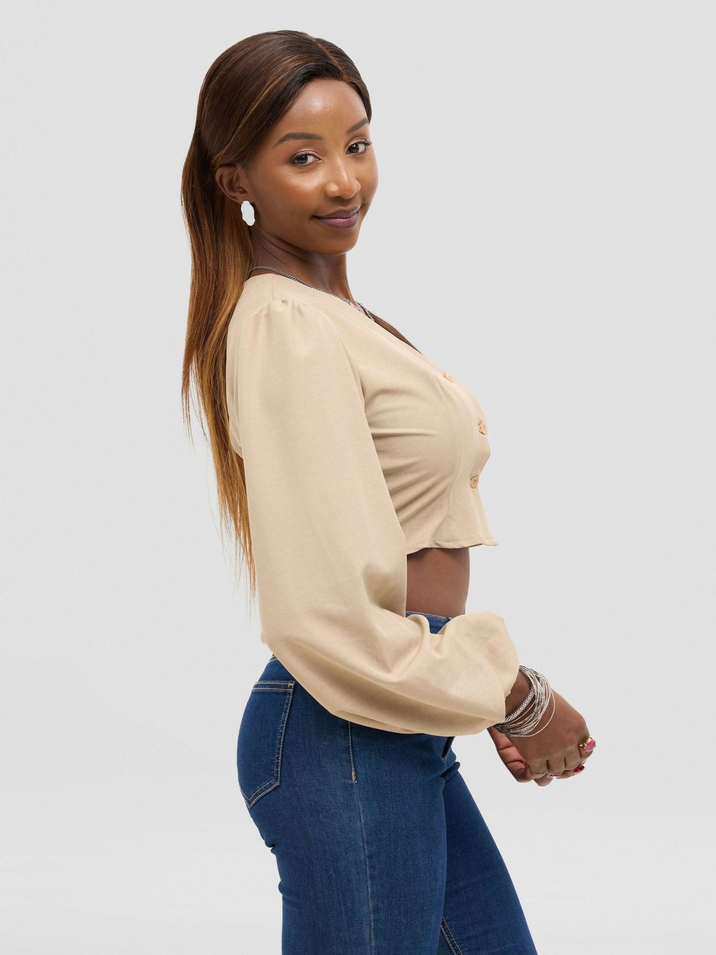 Cuttfitt Crop Top - Beige - Shopzetu