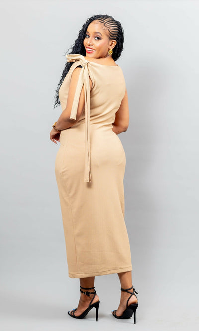 African Yuva Sienna Bloom Dress - Ivory - Shopzetu
