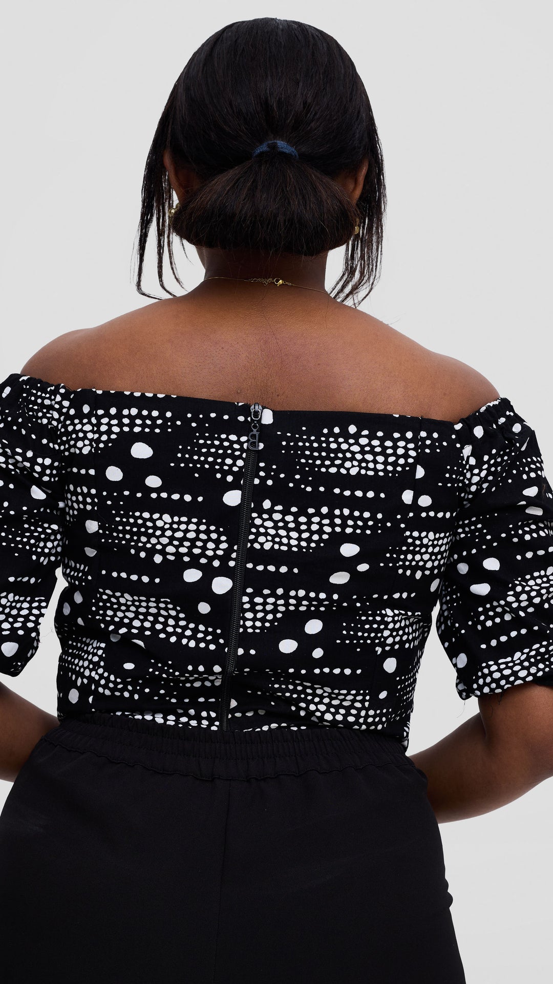 Michelle Fashion House Ankara Corset Top - Black/White