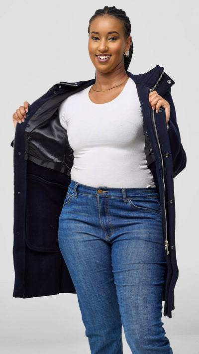 Tophad Closet Trench Coat - Navy Blue