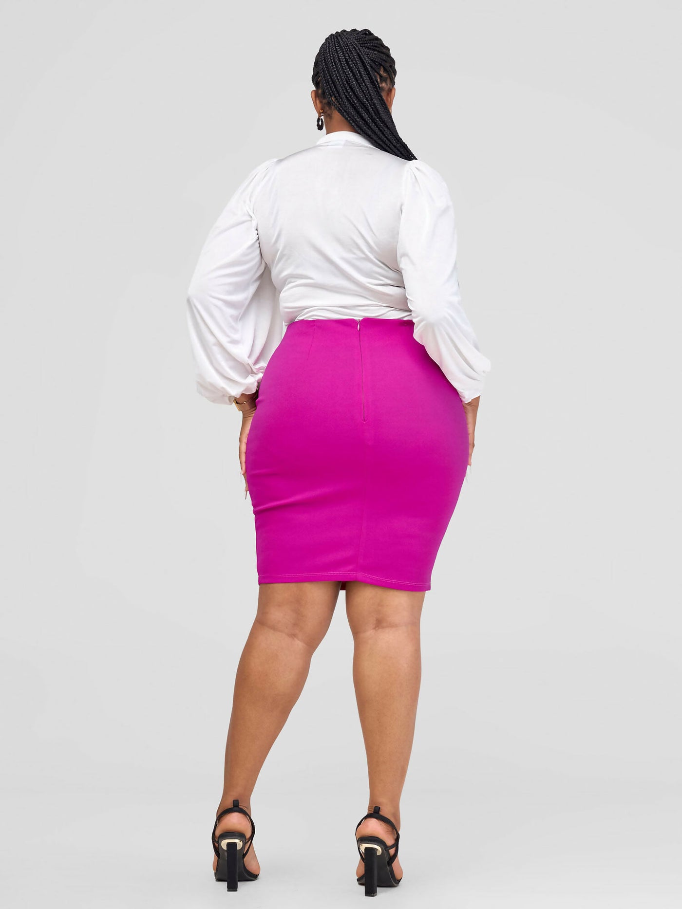 Elsie Glamour Lila Asymmetrical Skirt - Fuchsia - Shopzetu