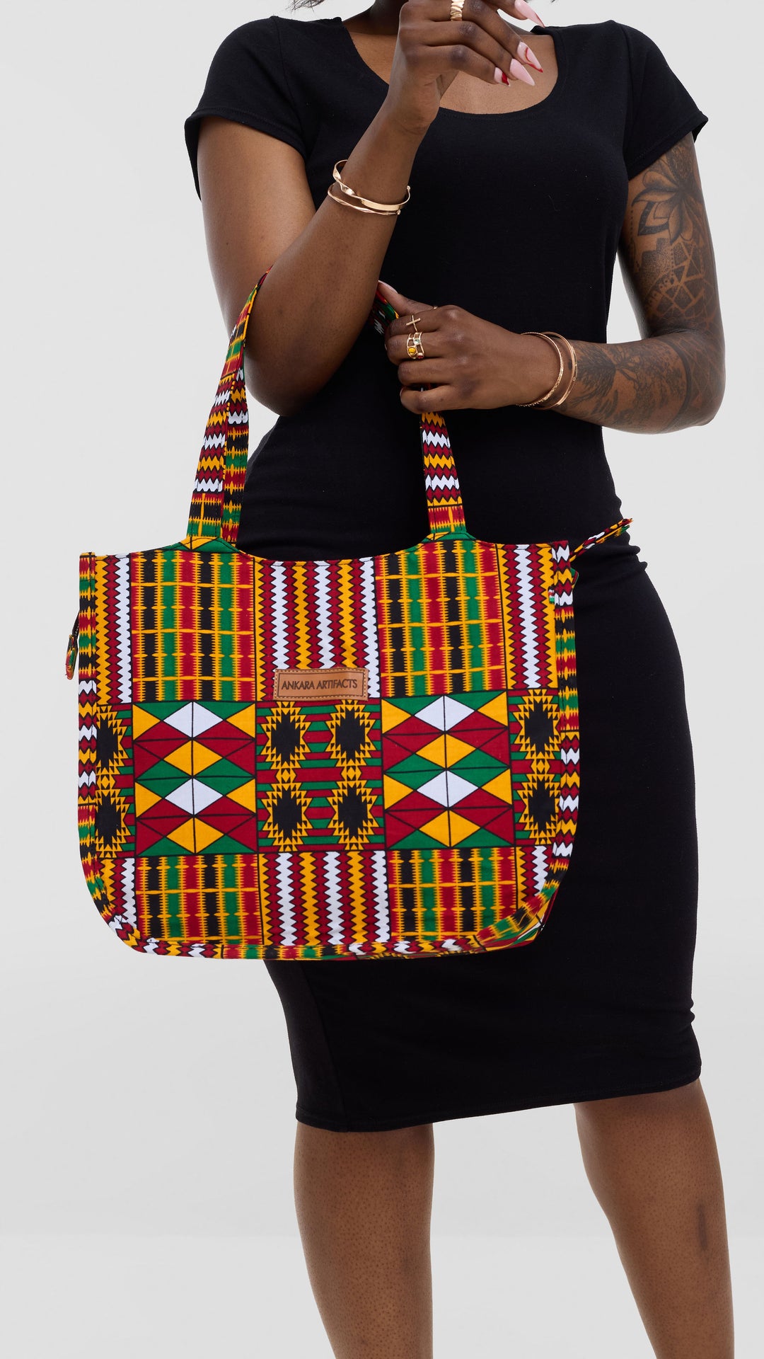 Ankara Artifacts Tote Bag - Kente Royale