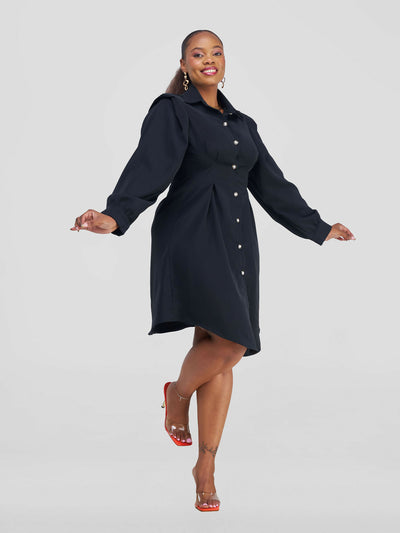 Elan CocoAfrike  Eila Shirt Dress - Black