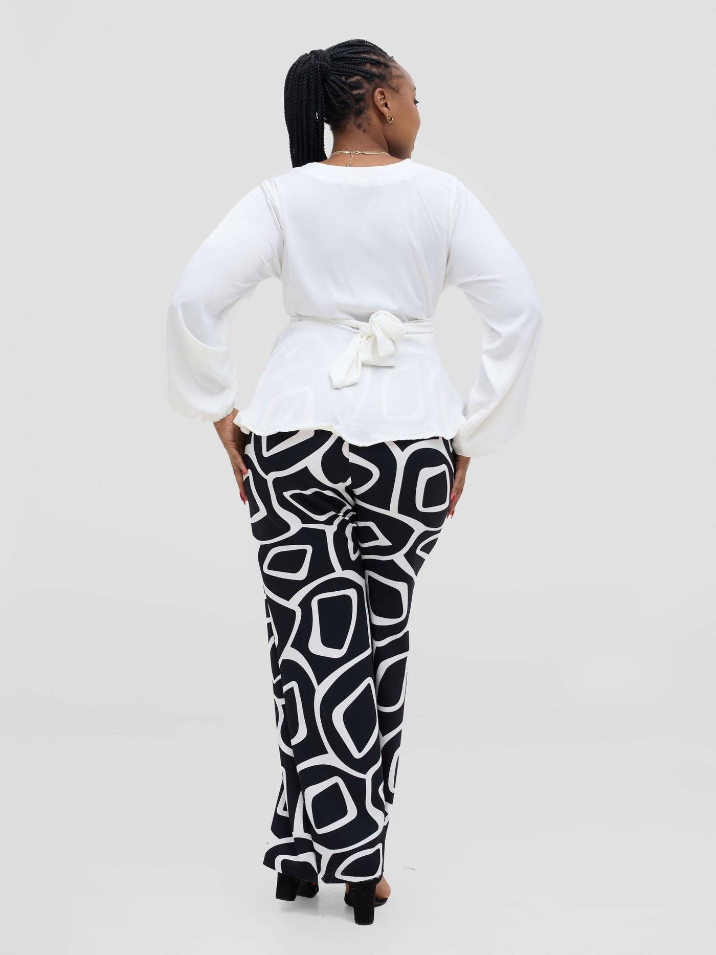 Silk House Collection Rana Pants - Black Abstract Print - Shopzetu