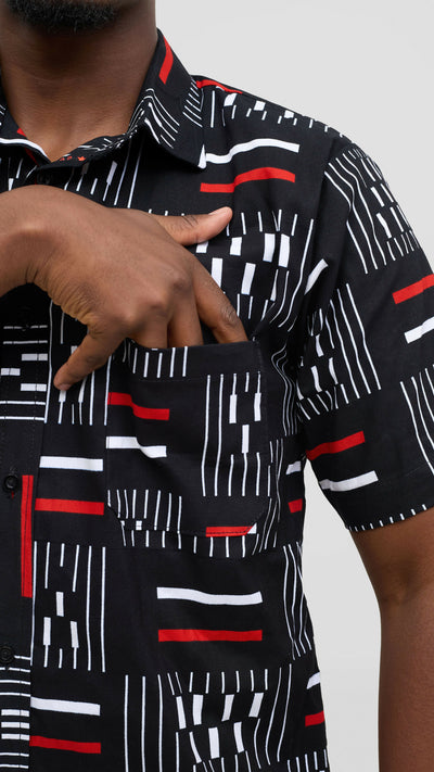 Rafiki Thread Curvy Plus Size African Heritage Shirt - Black