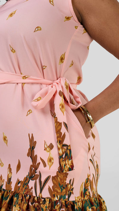 Lizola Maryam Shift Dress - Pink / Green