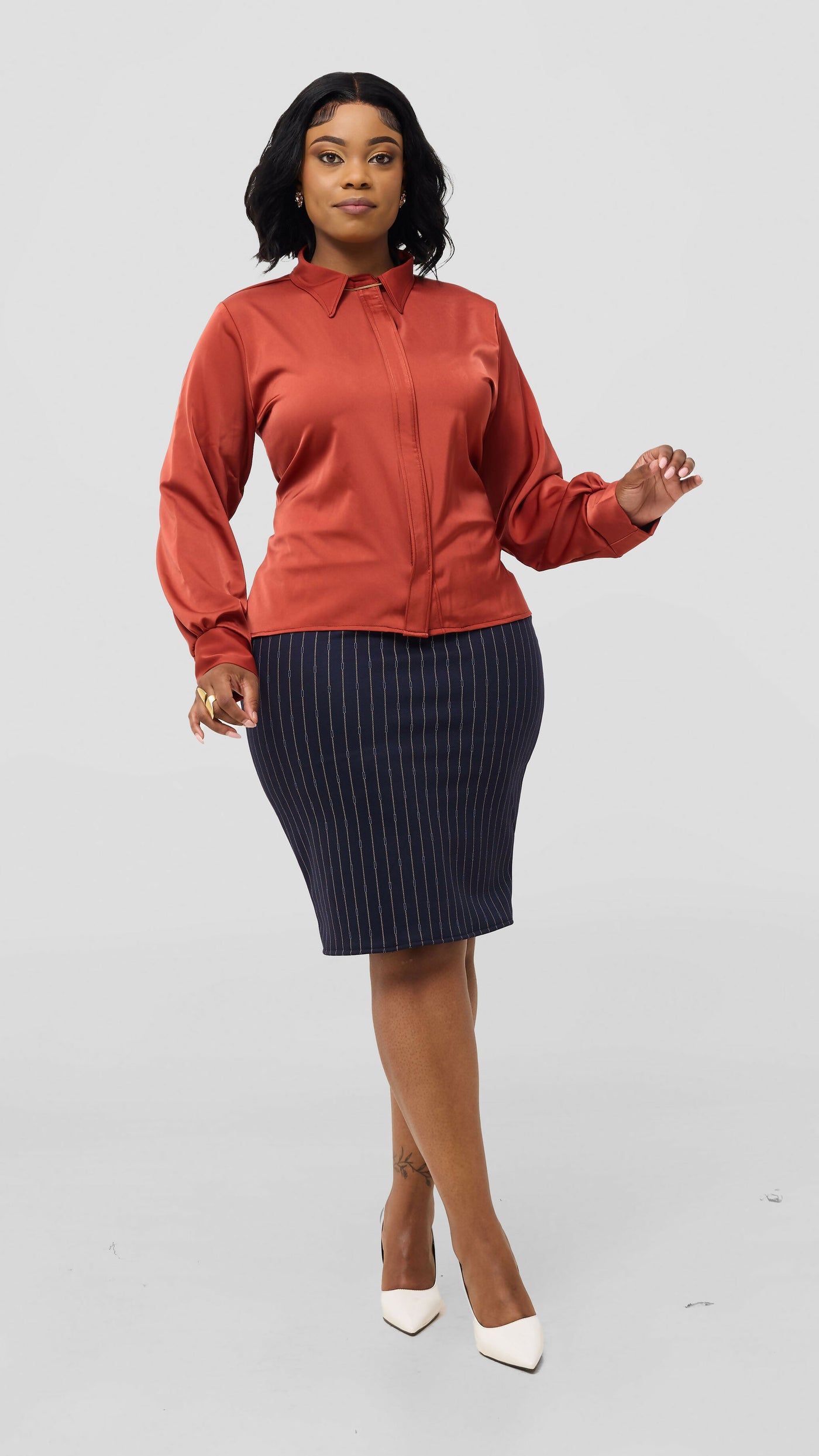 Silk House Collection Curvy Plus Size Rosa Top - Burnt Orange