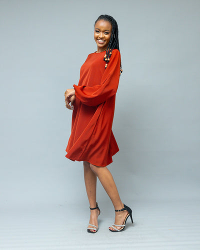 Afriwia Aura Shift Dress - Rust