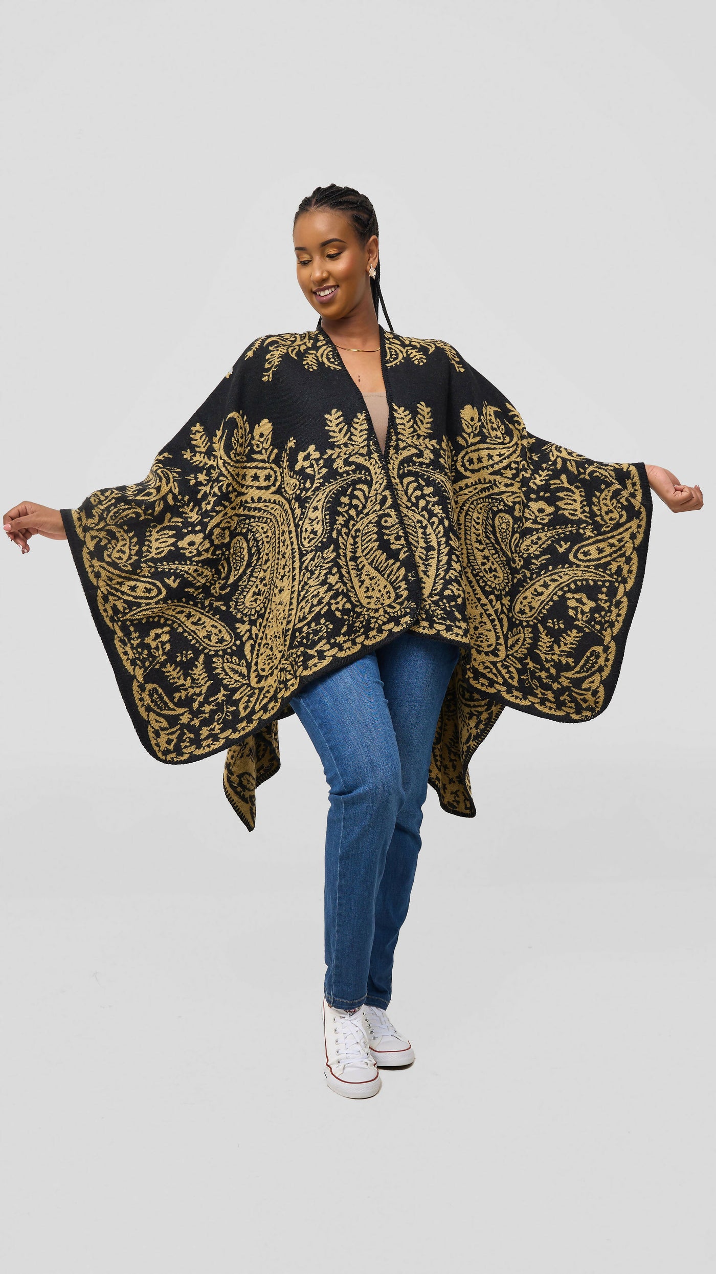 Afrodame Light Poncho - Black / Brown