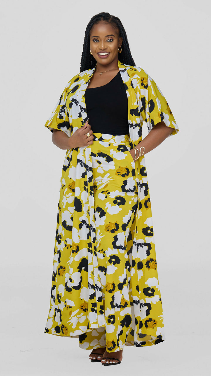 Lizola Monroe Miracle 2 Pc Set Kimono - Yellow / White