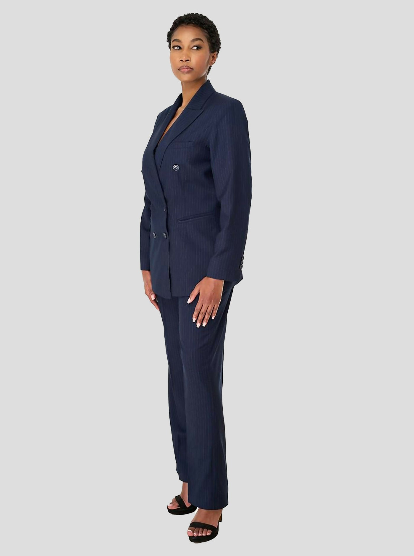 SBV Pin Stripped Suit - Navy Blue - Shopzetu