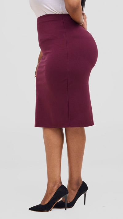 Vivo Basic Waridi Pencil Skirt - Burgundy - Shopzetu