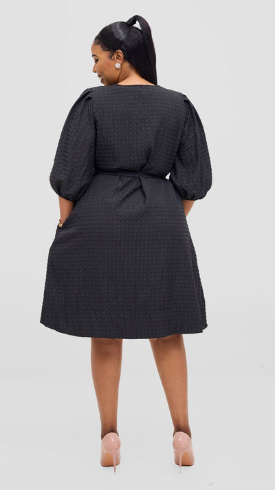 Vivo Alani High Low Dress - Black Checkered Print - Shopzetu